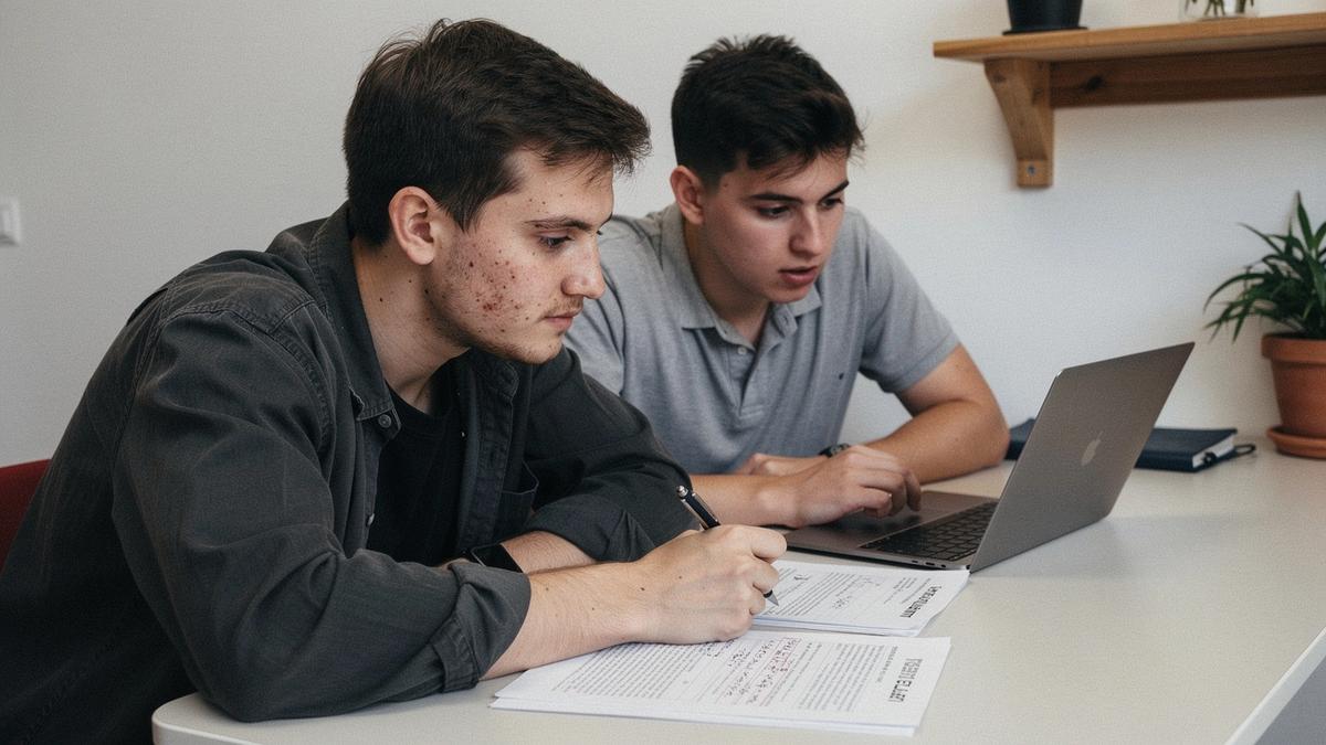 Student practicing exam tasks with a tutor during an NMT IELTS TOEFL prep session